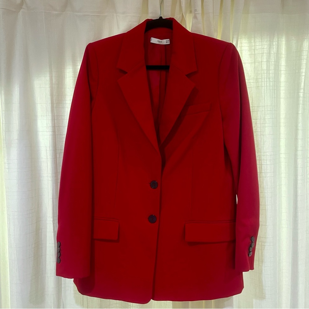 Red Structured Suit Blazer